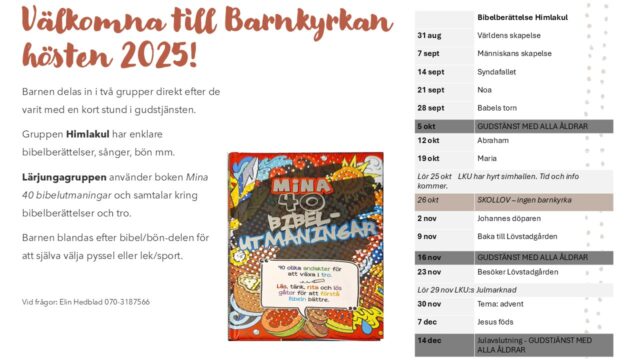 Barnkyrkans schema för hösten!