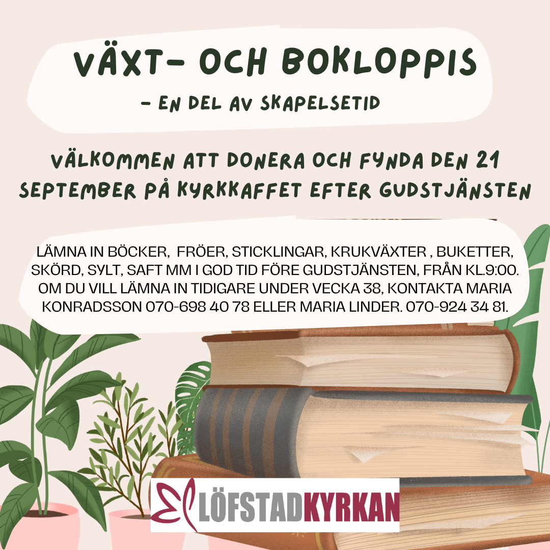 Tecknad bild av växter och böcker