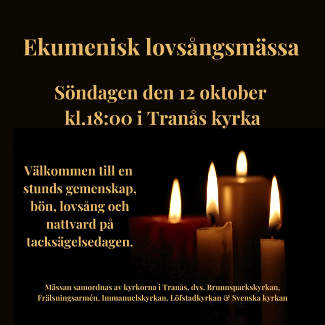 Ekumenisk lovsångsmässa 12/10 kl.18
